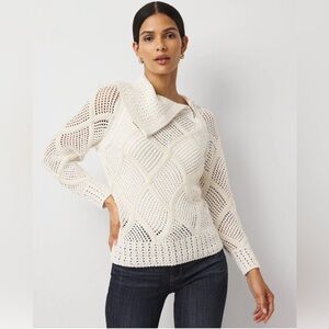 White House Black Market Zip Neck Sequin Knit Sweater NWOT